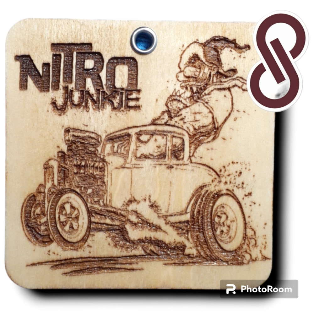 LASER ENGRAVED WOODEN SOUVENIR " NITRO JUNKIE " COD/W-11